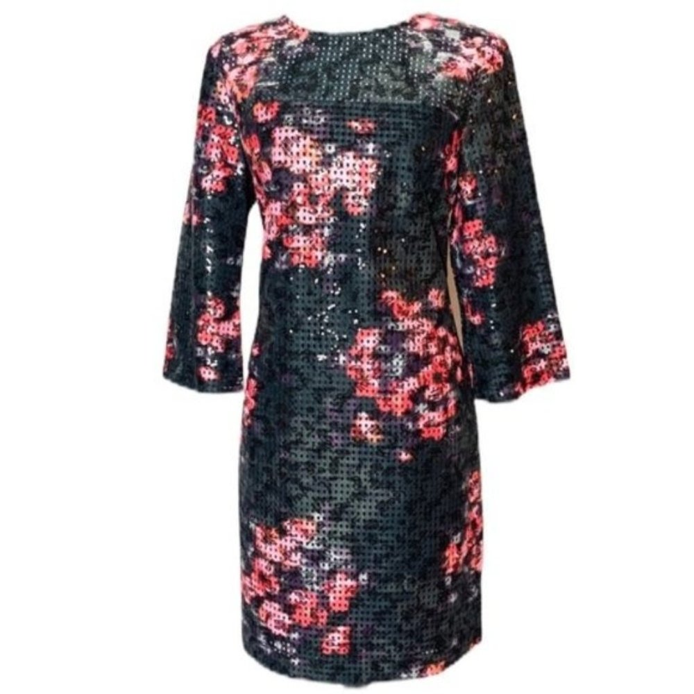 NWTs Trina Turk Grenadine Black Floral Dress 8